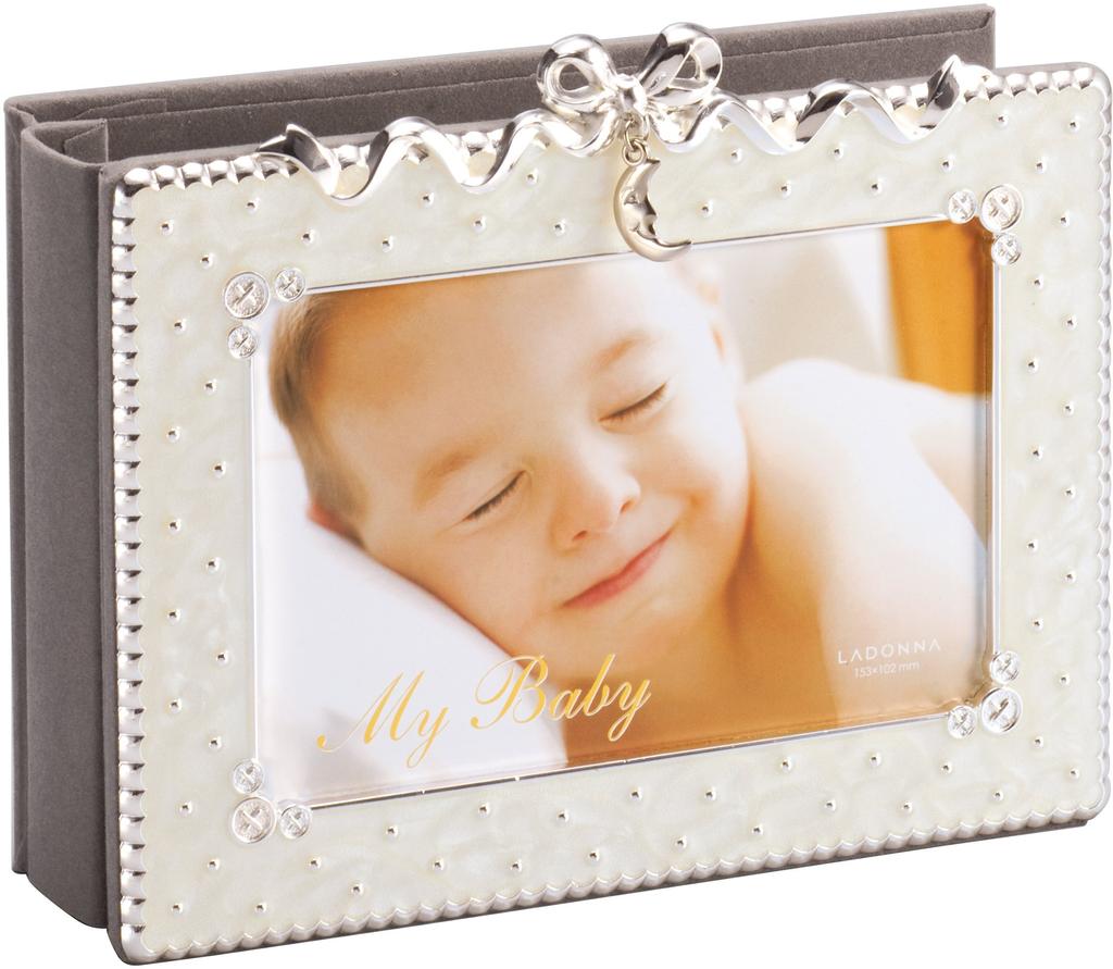 Ladonna Baby Photo Frame, White Ribbon Album Frame AMB31-P-WH