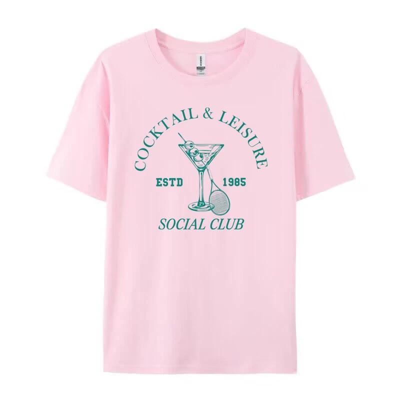 

Cocktail Leisure Retro Graphic Tees Women Vintage Tennis Sport TShirt Short Sleeve Cocktail Lover T Shirt Unisex Vacation Tops 4XL