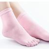 Si Yifen Women's Nude Cotton Five-Finger Mid-Tube Socks - Spring/Summer Solid Color