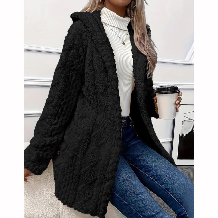 Autumn Winter Fur Coat Plush Button Cardigan Hooded Sweater Autumn Winter