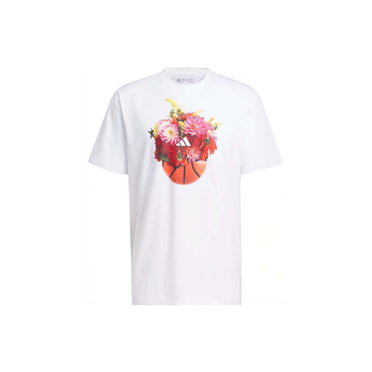 

Adidas Футболка с цветочным принтом Hoops Graphic Tee для мужчин, белая IN6373 M