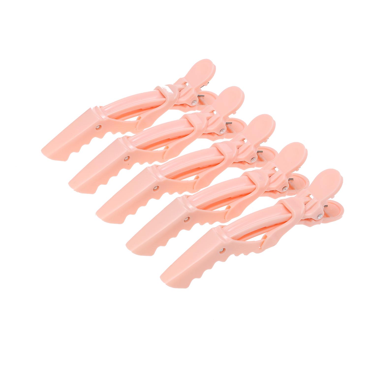 

5 шт. Нековзні затискачі для волосся для перукарського мистецтва, роздільні затискачі типу алігатор рожевий