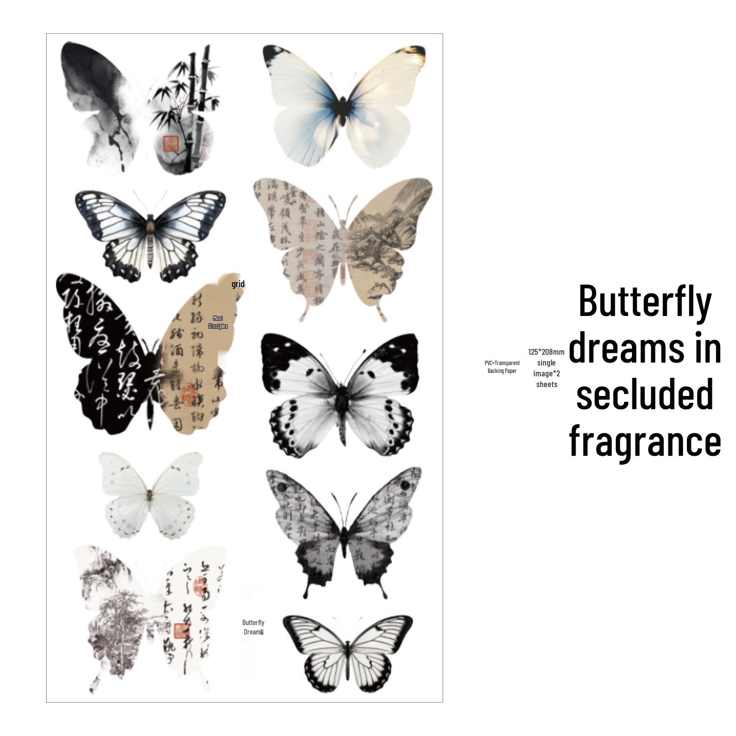 Zaomo Butterfly Dream Sticker Series: Chinese Ancient Style Journal DIY Decorative Stickers