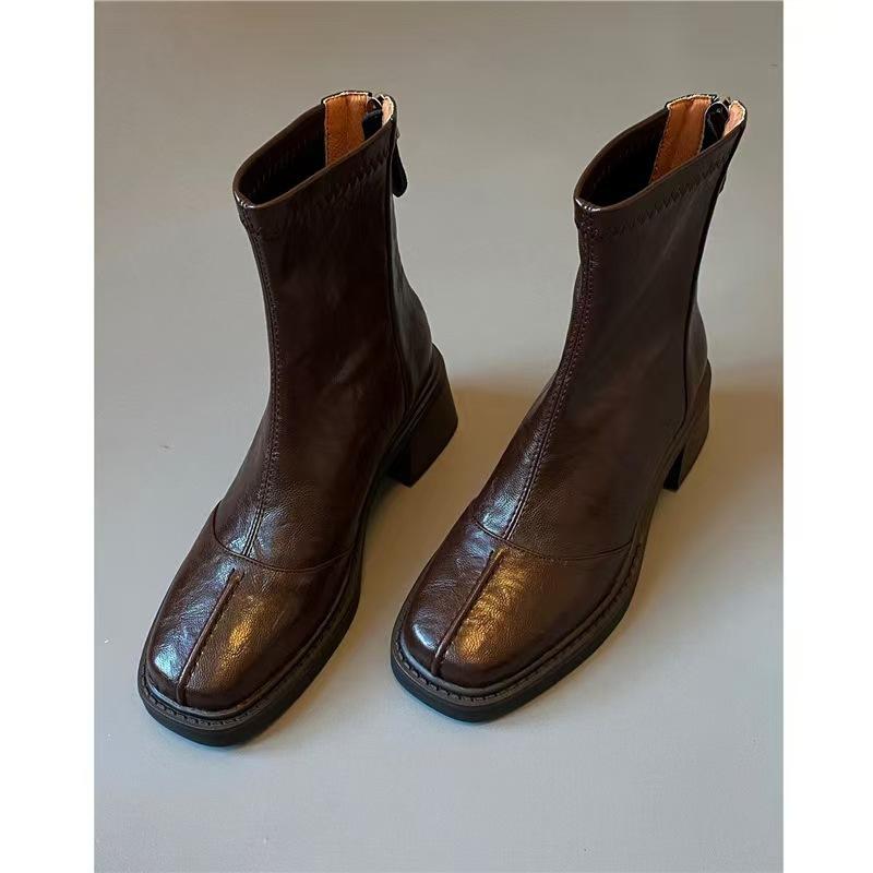 Martin Boots Women's Hand Round Head Zipper Boots Women's Chelsea Boots