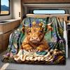 Floral Highland Cow Rv Customize Your Name Blanket Cozy Soft Lightweight Allseason Multipurpose Blanket For Travel Camping Picnics Sofas Rvs Beds