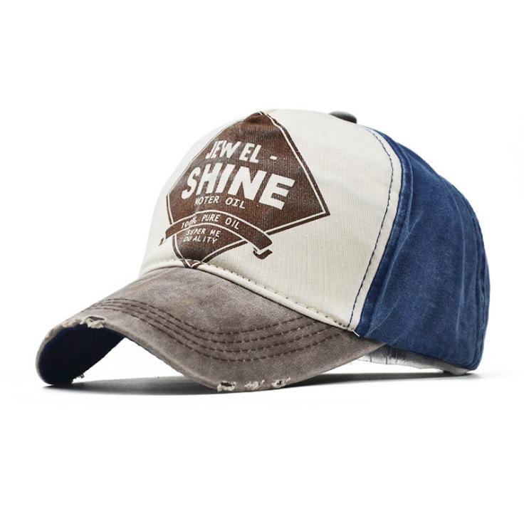 Vintage Distressed Baseball Cap "Jewel Shine" Print Washed Cotton Dad Hat
