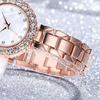 Ladies Bracelet Watch Rhinestone Quartz Analog Watch Sparkling Round Dial Wristwatch for Women Daily Party Date Wear