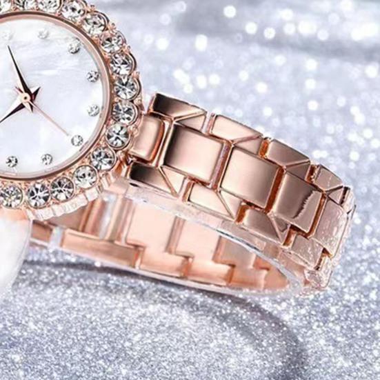 Ladies Bracelet Watch Rhinestone Quartz Analog Watch Sparkling Round Dial Wristwatch for Women Daily Party Date Wear