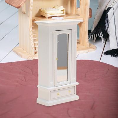 1/12 Puppenhaus Schrank mit Spiegel, Schublade Miniatur Holzmöbel Ornamente Professionell für