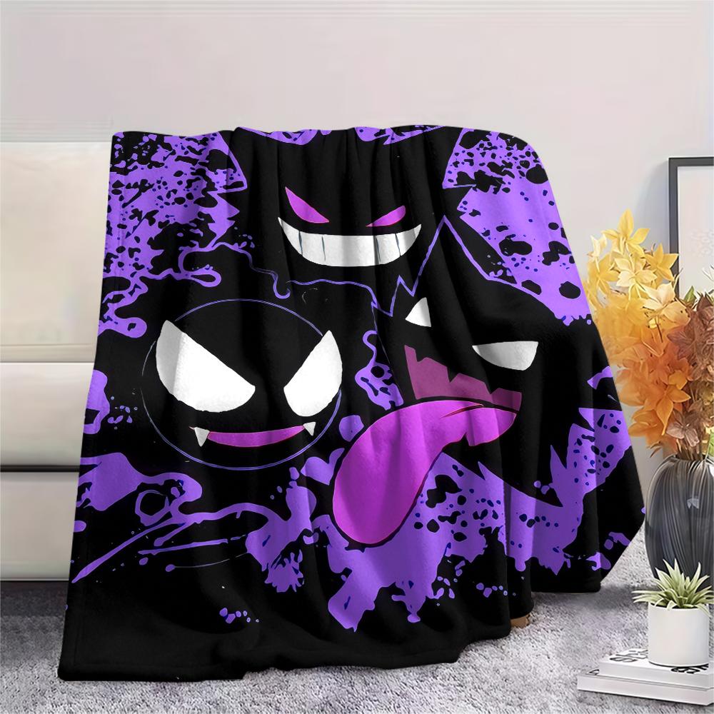 Coperta in Flanella con Fantasia Pokémon Gengar, Alta qualità Confortevole per Tutte le Stagioni, Arredamento per la Casa, Calore e Comfort, Perfetta per Regali.