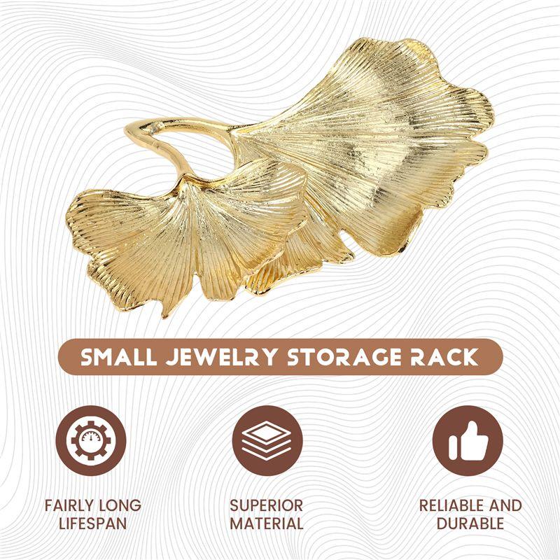 Vasso Decorativo Foglia di Ginkgo Biloba Foglia d'Oro Vasso per Gioielli in Oro Piatto Decorativo da Scrivania Vasso Organizzatore per Anelli Collane