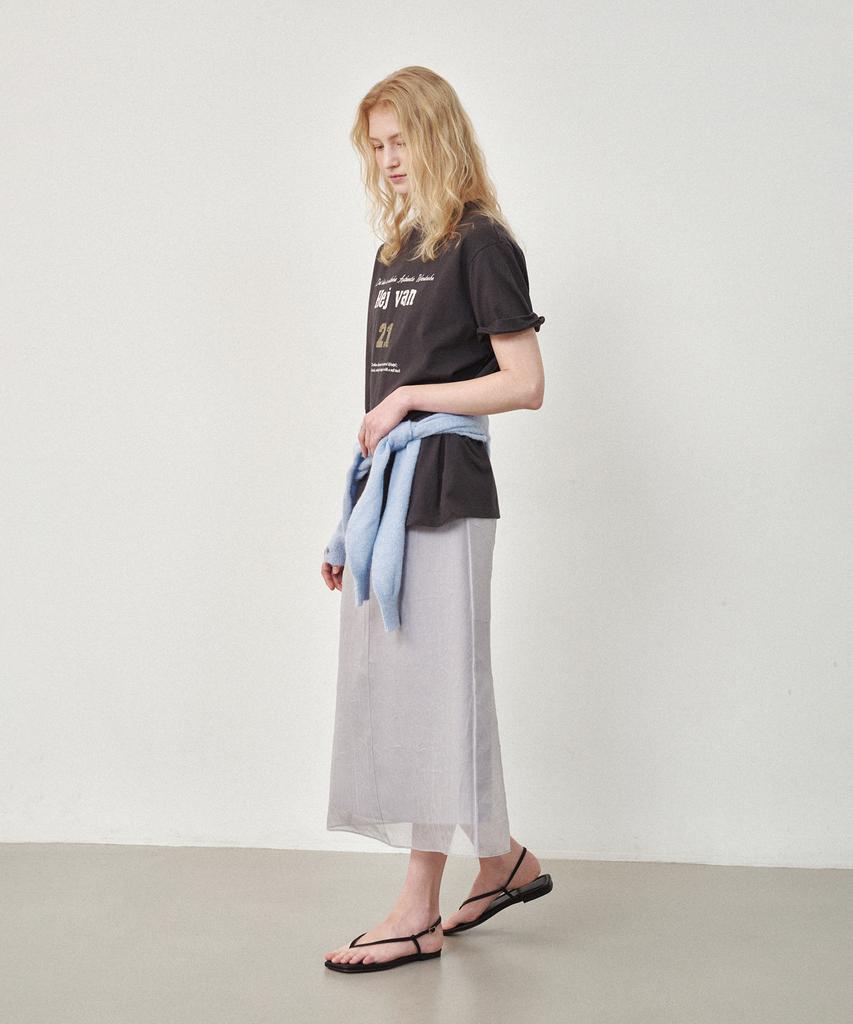 OSTKAKA Sheer Layered Maxi Skirt Gray