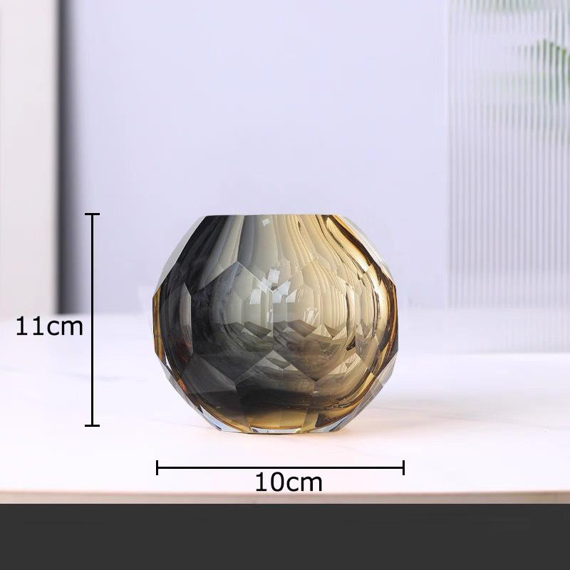 Hexagonal Cut Textured Glass Vase Flower Pots Desk Decoration Flowers Arrangement Transparent Floral Vases Modern Home Decor