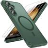 Coque Antichoc - BOOLING - pour Samsung Galaxy S23 - avec Protection Caméra - Vert Nuit - 2 Vitres