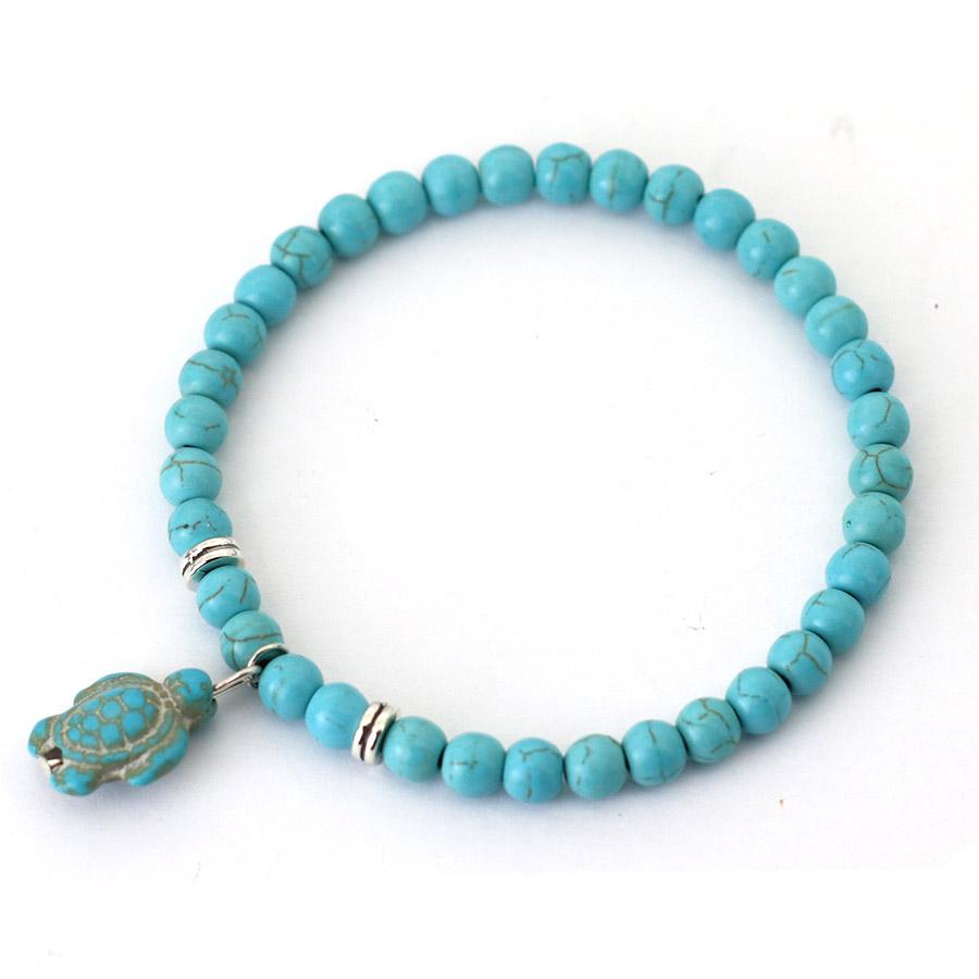 

Классический браслет из натуральной бирюзы с круглыми бусинами «Дьявольский глаз» для пары друзей, подходящий по размеру 19.5cm/7.68inch светло-синий