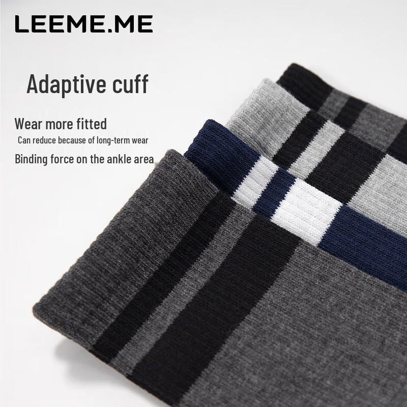 Limii Men's Striped Anti-Odor Breathable Mid-Calf Socks
