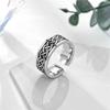 Adjustable Open Ring Men Women Vintage Textured Geometric Punk Style Copper Band Retro Fashion Accessory