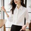 Women's Retro Hong Kong Style Satin Lapel Shirt - Spring/Autumn 2025, Professional Commute Chic, Long Sleeve Top