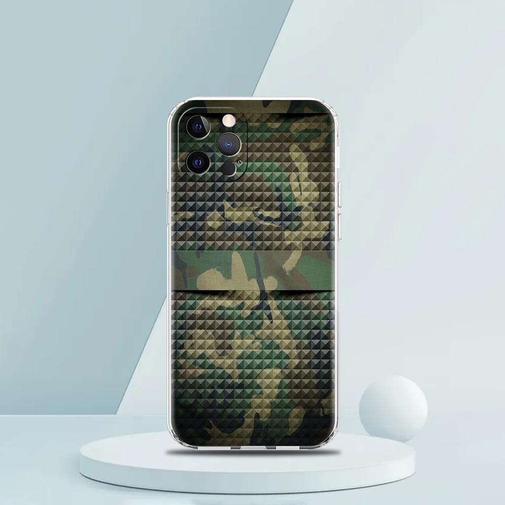 Camouflage Camo Military Soft TPU Transparent Phone Case Cover for iPhone 17 16 15 14 13 12 11 Pro Max Plus 17 AIR Shell Capas
