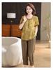 Stylish Plus Size Summer Two-Piece Set for Mid-Aged & Elderly Women - Short-Sleeved Loose Fit