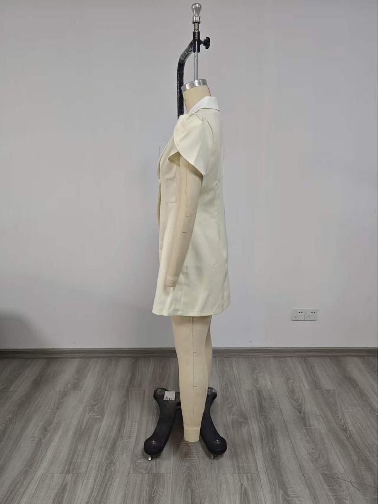 2026 Trendy European & American Solid Color Patchwork Button Slim Fit Dress for Women