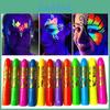 12 Peças de Giz de Pintura Corporal Humana Notilucente Pigmento de Maquiagem Para Festas Fantasia de Halloween