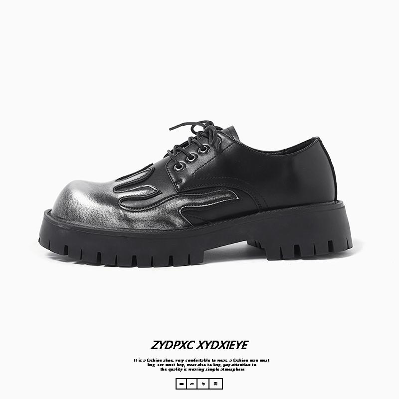 Thick soled men's leather shoes Trendy and personalized design style Leisure Outdoor Party office street walking Daily shoes New