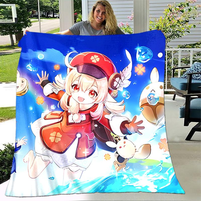 1pc Blanket - Genshin Impact characters Print Design, Lightweight Blanket for Sofa, Bed- Soft &Warm, Gift for All Seasons