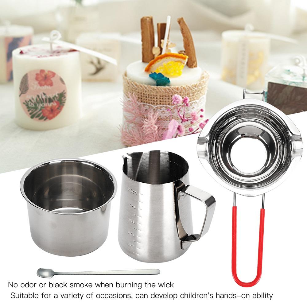 4pcs Heat Proof Wax Melting Pot Silver Double Boiler Pot Candle Pour Pot Chocolate Melting