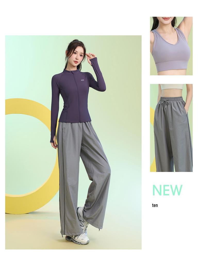 Damen Slim-Fit Atmungsaktiver Badmintonanzug - Herbst/Winter Schnelltrocknendes Sportbekleidungsset mit Reißverschluss und langen Ärmeln