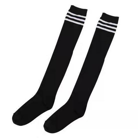 

Korean Style Cotton Knee-High Socks with Three Stripes - Autumn/Winter College Fashion for Women