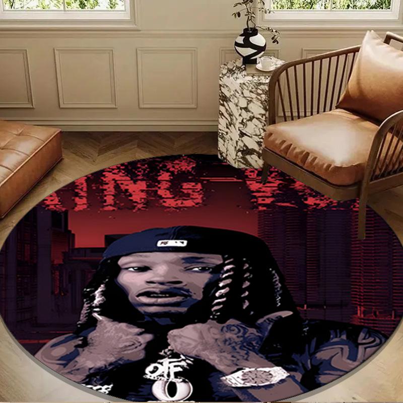 King Of The Rapper Round Rug for Livingroom,Bedroom, Palyroom, Chair Rug, Area Rug, Circle Carpet, Large Size Fan Christmas Gift
