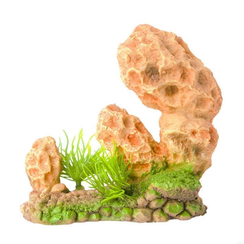 

Resin Mountain Rockery Fishtanks Decoration Aquariums Landscape Office Decors X3UC жёлтый