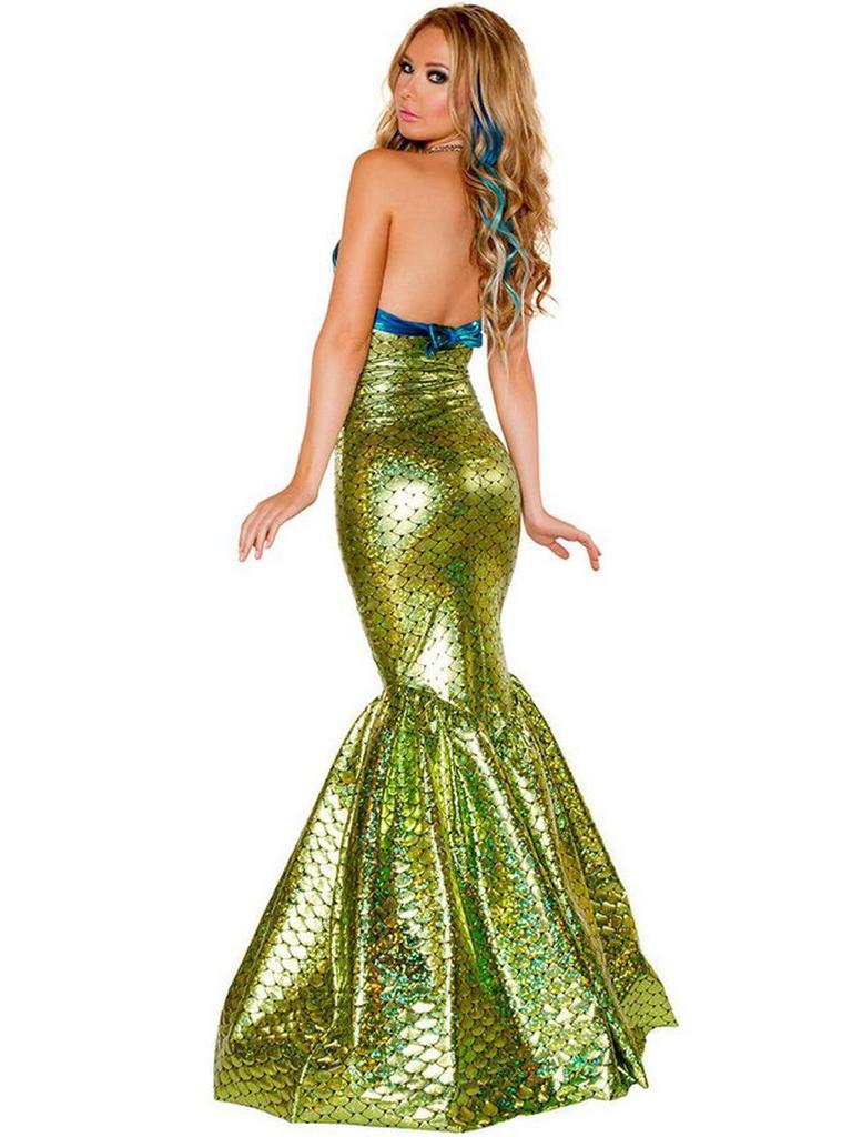 Adult Mermaid Sequin Princess Fishtail Cosplay Dress - Halloween Costume