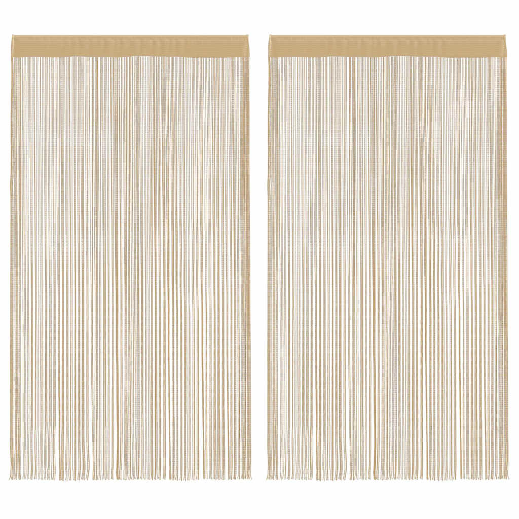 Vidaxl Zasłony Sznurkowe, 2 Sztuki, 100 X 250 Cm, Beżowe
