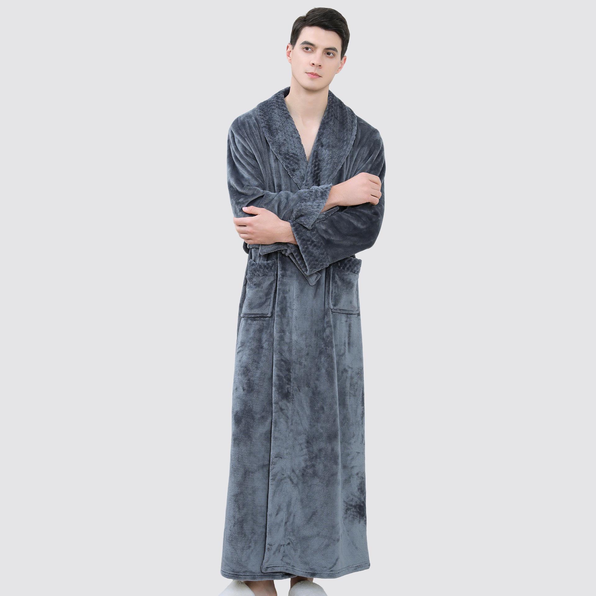 

Чоловічий кораловий флісовий халат - затишний осінньо-зимовий халат і піжама XL (160-200 catties) сірий