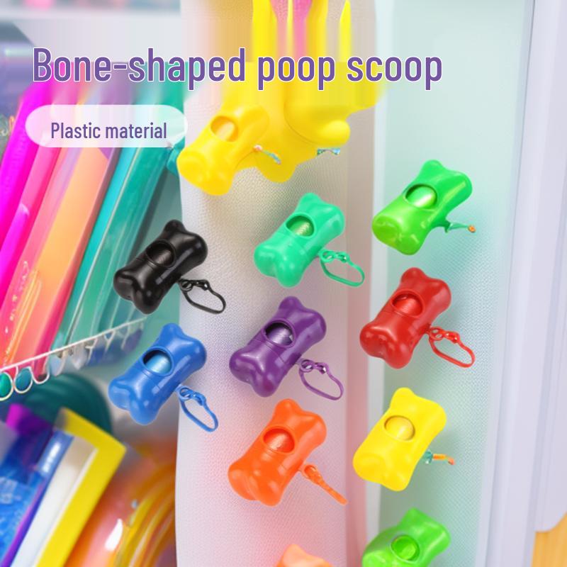 

Bone-Shaped Pet Poop Scooper with Trash Bag Dispenser for Dogs Random Color Delivery