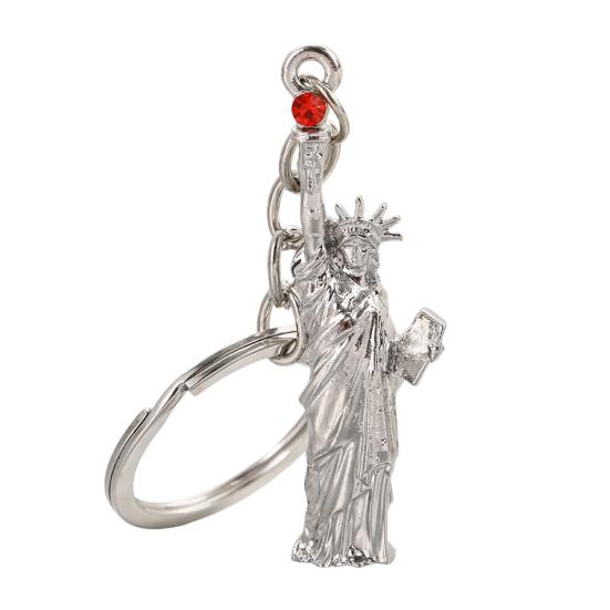 Keychain Pendant Statue Liberty of Zinc Alloy Design Lightweight Keychain with Lobster серебряный