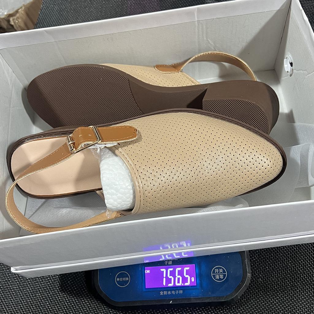 Summer New Breathable Chunky Heel Closed Toe Mid Heel Roman Sandals