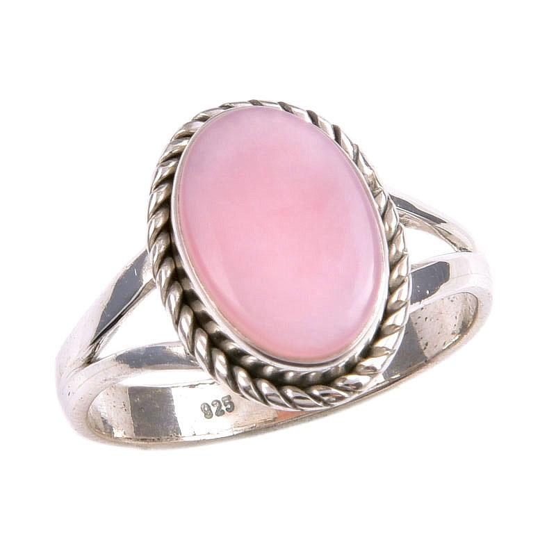 Natural Pink Opal Gemstone 925 Solid Sterling Silver Jewelry Ring Size 7 A7l61