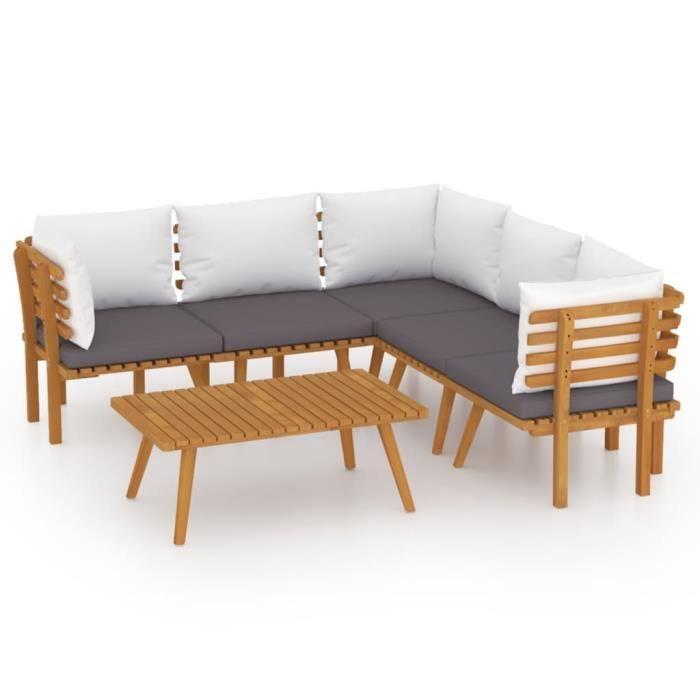 VidaXL Garden Lounge Set 6 Pcs with Cushions Solid Acacia Wood, 62.4kg