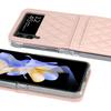 Premium Leather Z Flip 4 Case with Hand Strap and Card Slot for Samsung Galaxy Z Flip 4, Pink
