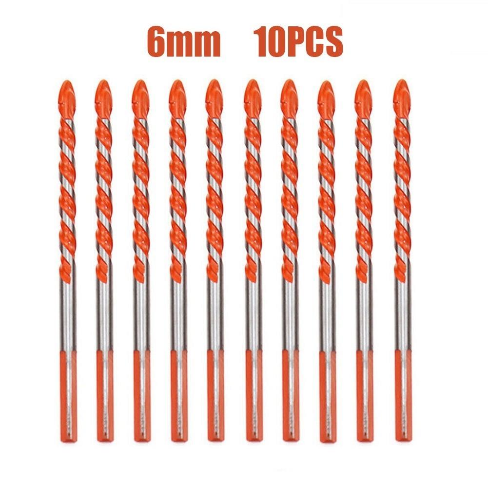 

Набор из 10 сверл из карбида вольфрама 6 мм для фарфоровой плитки, бетона, кирпича, стекла 10pcs