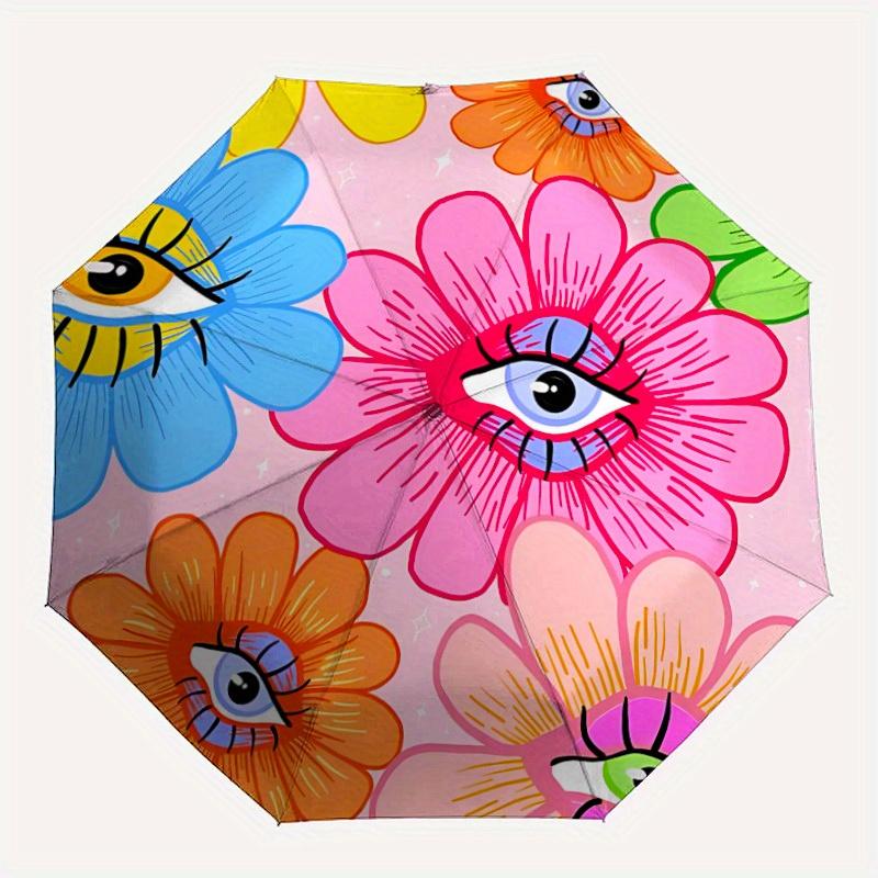 

1pc Flower Eyes Automatic Open, Sturdy Iron Frame, Compact Folding Design, All-Season Portable Umbrella for Women & Men yy250801053