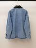 S Family Autumn French Casual Leather Lapel Patchwork Denim Jacket for Women