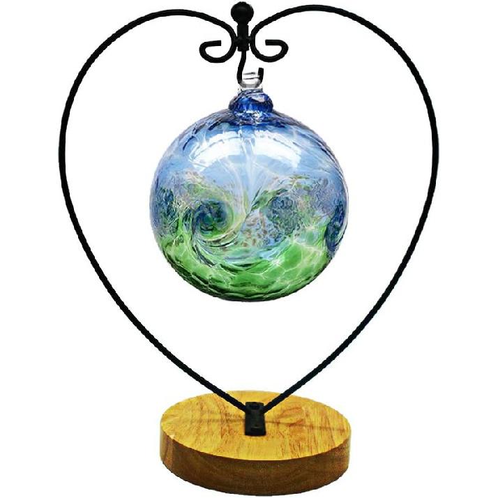 YY YEARCHY Ornament Stand Display Metal Stand Air Plant Stand Flower Pot Holder Iron Pothook Stand for Hanging Glass Globe Ball (Heart round wood