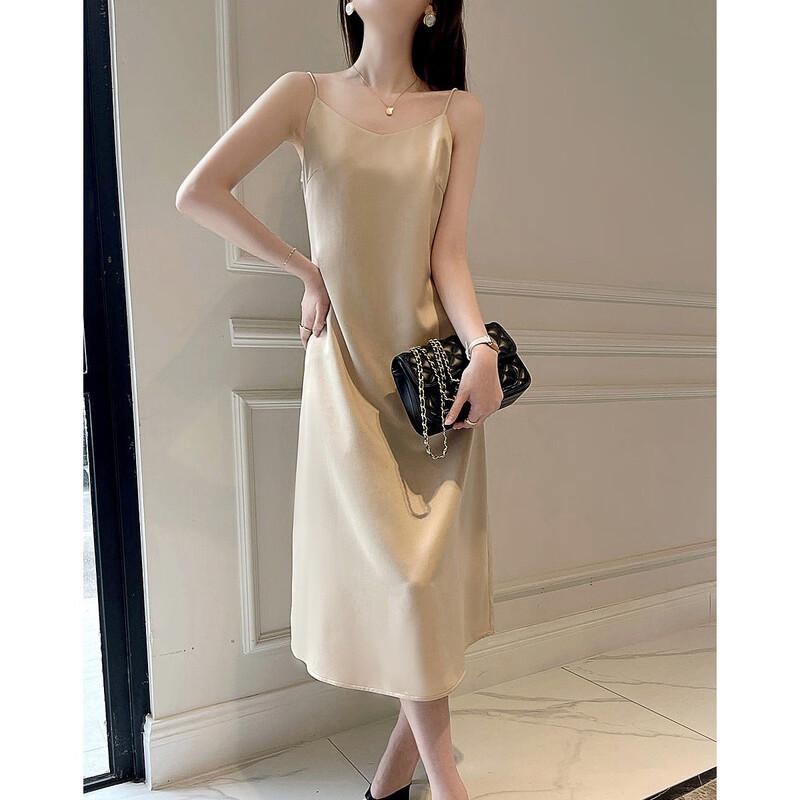Demana 2025 Sommer Elegantes Glänzendes Satinslip-Kleid