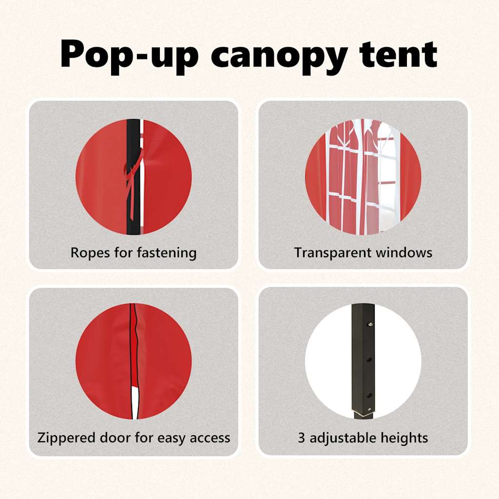 Foldable Party Tent with Side Walls Red 2x2 m