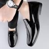 Lacquer Leather Men'S Shoes Comfortable And Flat Bottomed Casual Style Leisure Business Work Plus Size Black Loafers Slip On