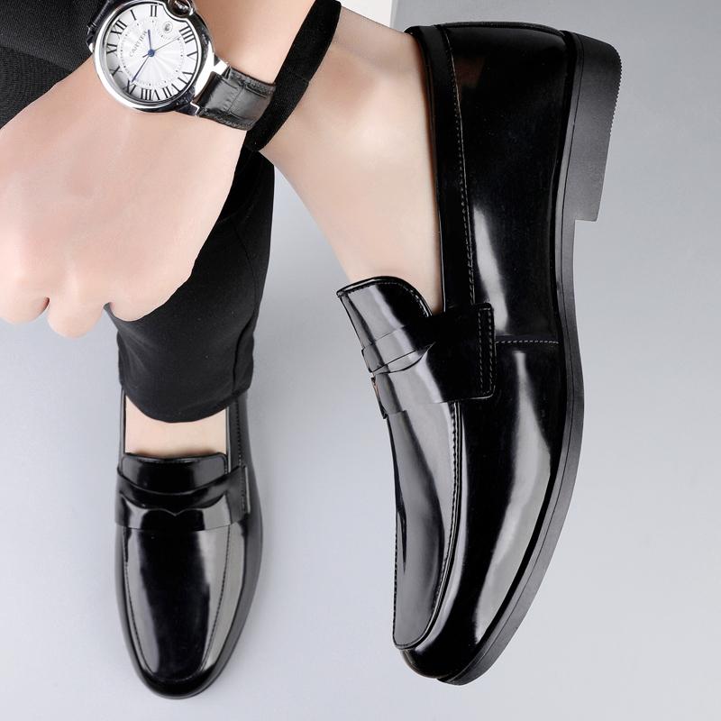 Lacquer Leather Men'S Shoes Comfortable And Flat Bottomed Casual Style Leisure Business Work Plus Size Black Loafers Slip On